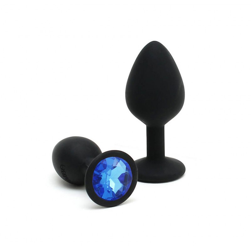 Adora Black Jewel Silicone Butt Plug - Dark Blue - Small